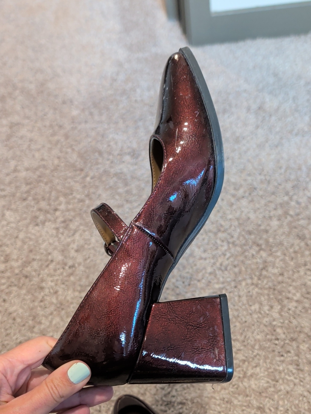 Rachel Zoe Metallic Burgundy Mary Jane Block Heel Pumps 8.5 - Picture 5 of 9